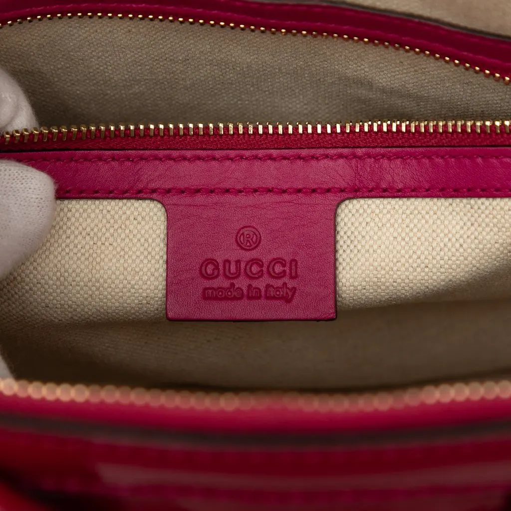 Gucci Small Microguccissima Patent Nice Dome Satchel Pink Leather Good - Box View