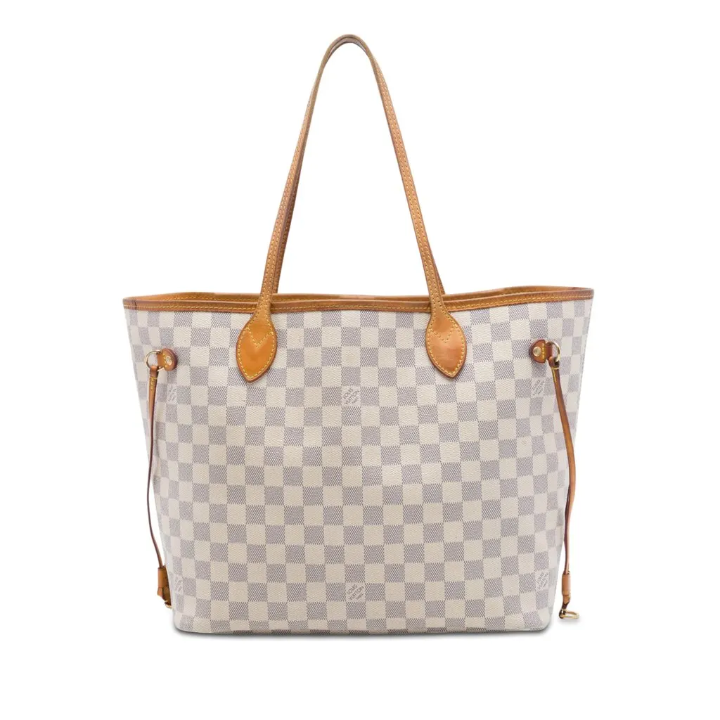 Louis Vuitton Damier Azur Neverfull MM White Very good - Front View