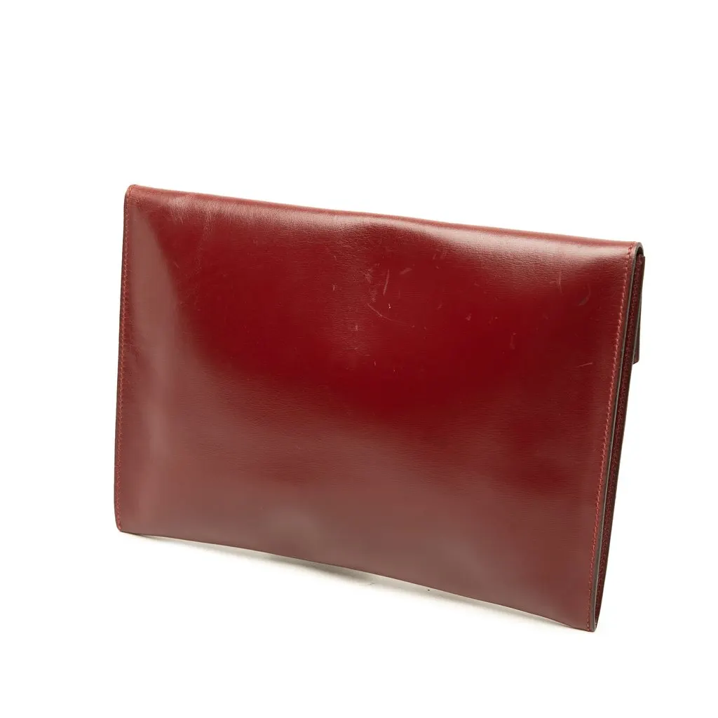 Hermès Box Calf Pochette Rio Red Leather Good - Back View