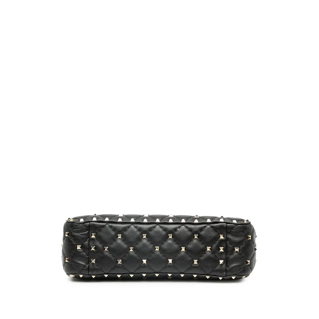 Valentino Medium Lambskin VLTN Rockstud Spike Satchel Black Leather Very good - Inside View