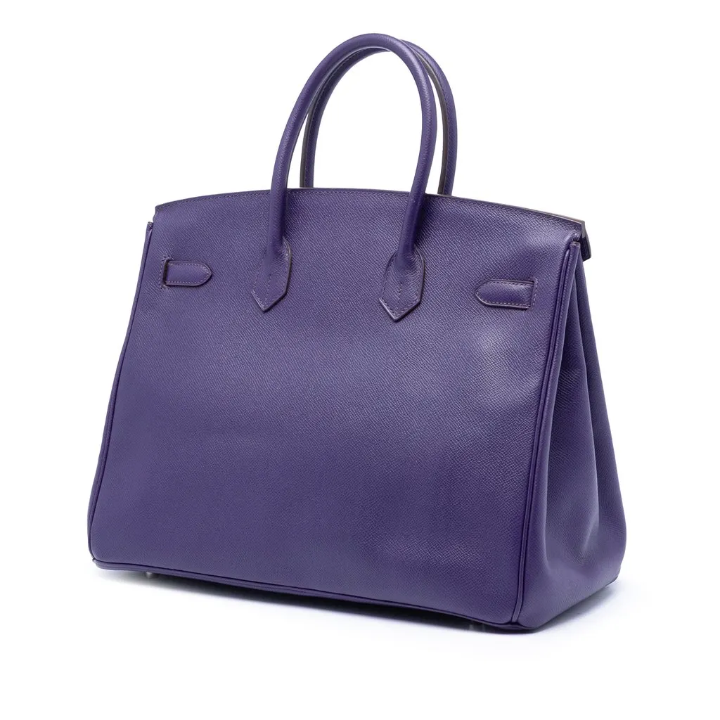 Hermès Epsom Birkin Retourne 35 Purple Leather Good - Back View