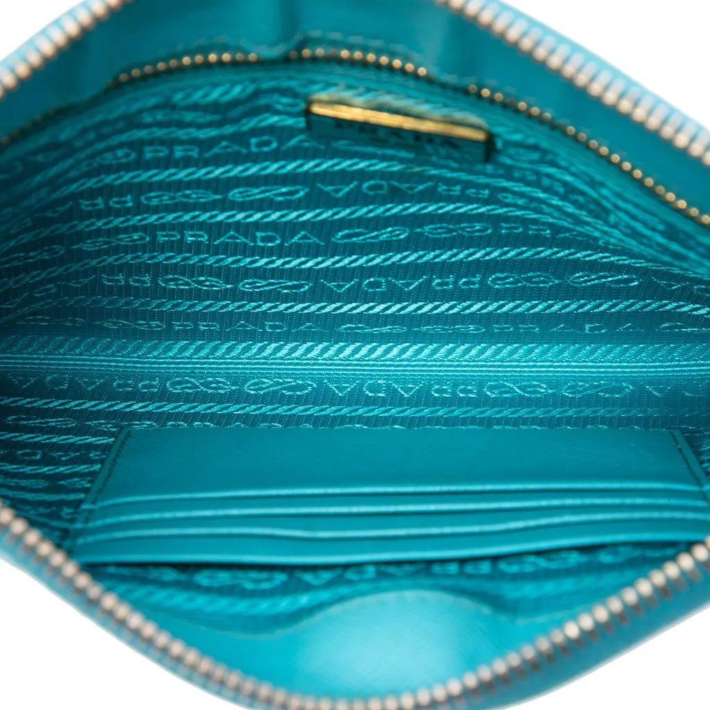 Prada Saffiano Shoulder Bag Blue Leather Very good - Model View
