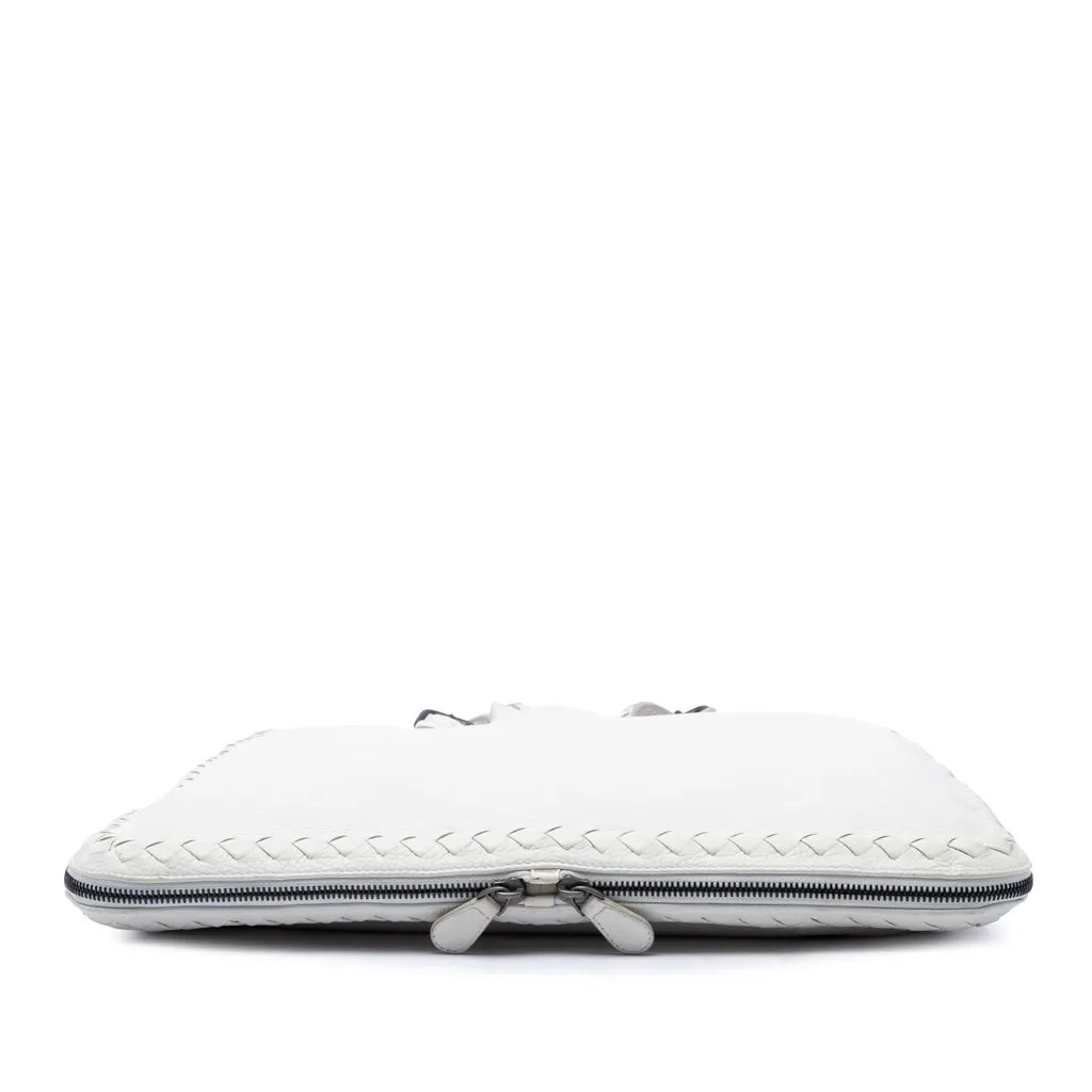 Bottega Veneta Intrecciato Trimmed Cervo Zip Around Expandable Tote White Leather Very good - Inside View