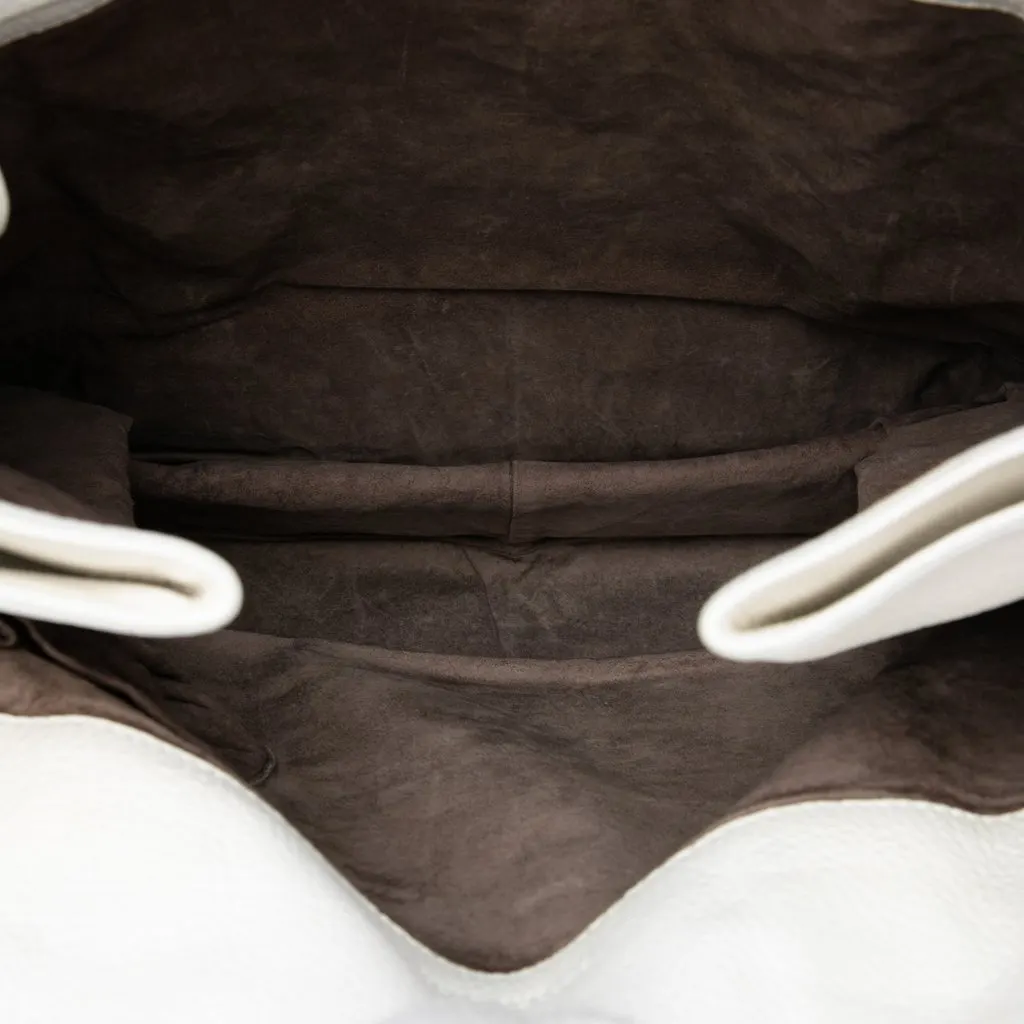 Bottega Veneta Intrecciato Trimmed Cervo Zip Around Expandable Tote White Leather Very good - Model View