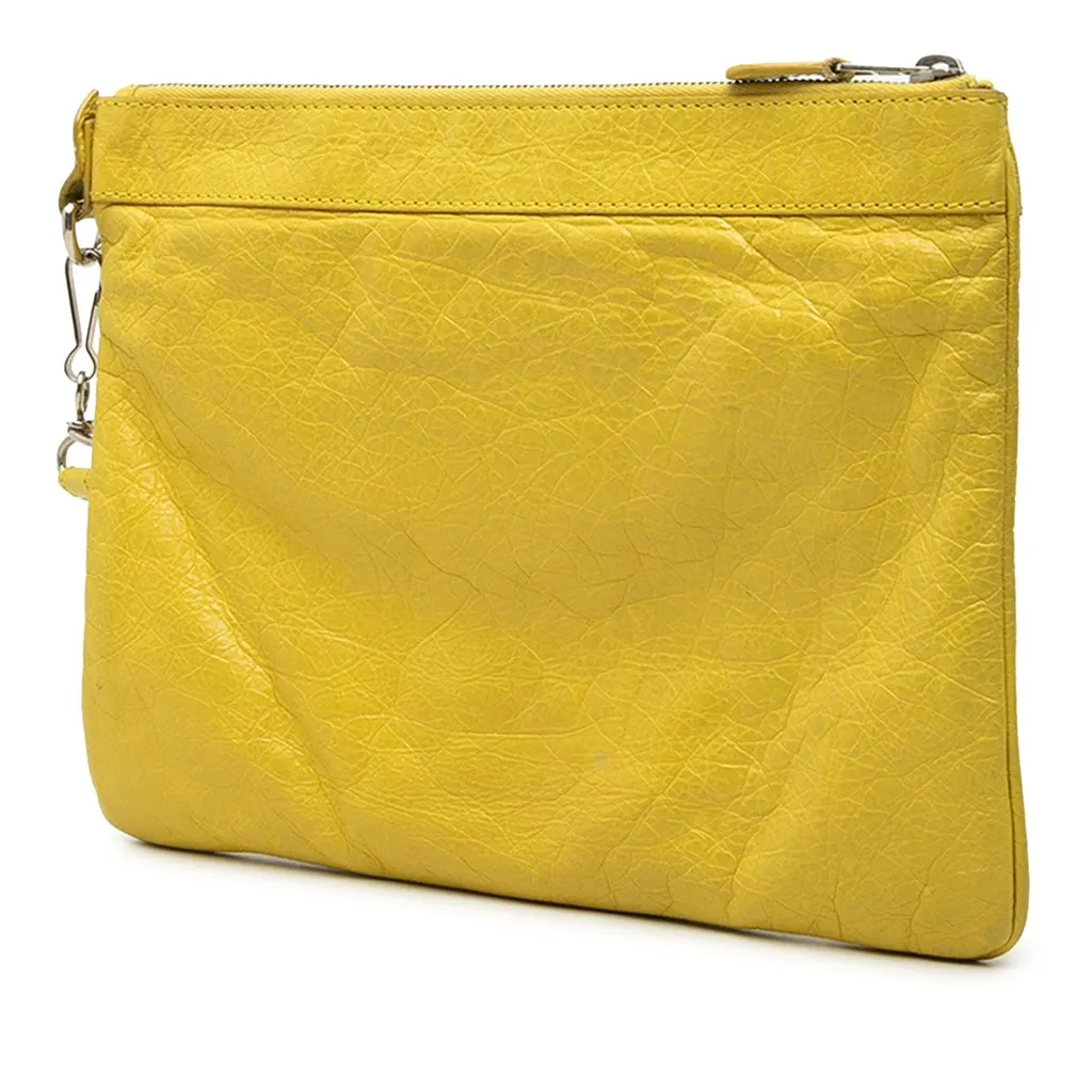 Balenciaga Lambskin Motocross Giant 12 Clutch Yellow Leather Very good - Back View