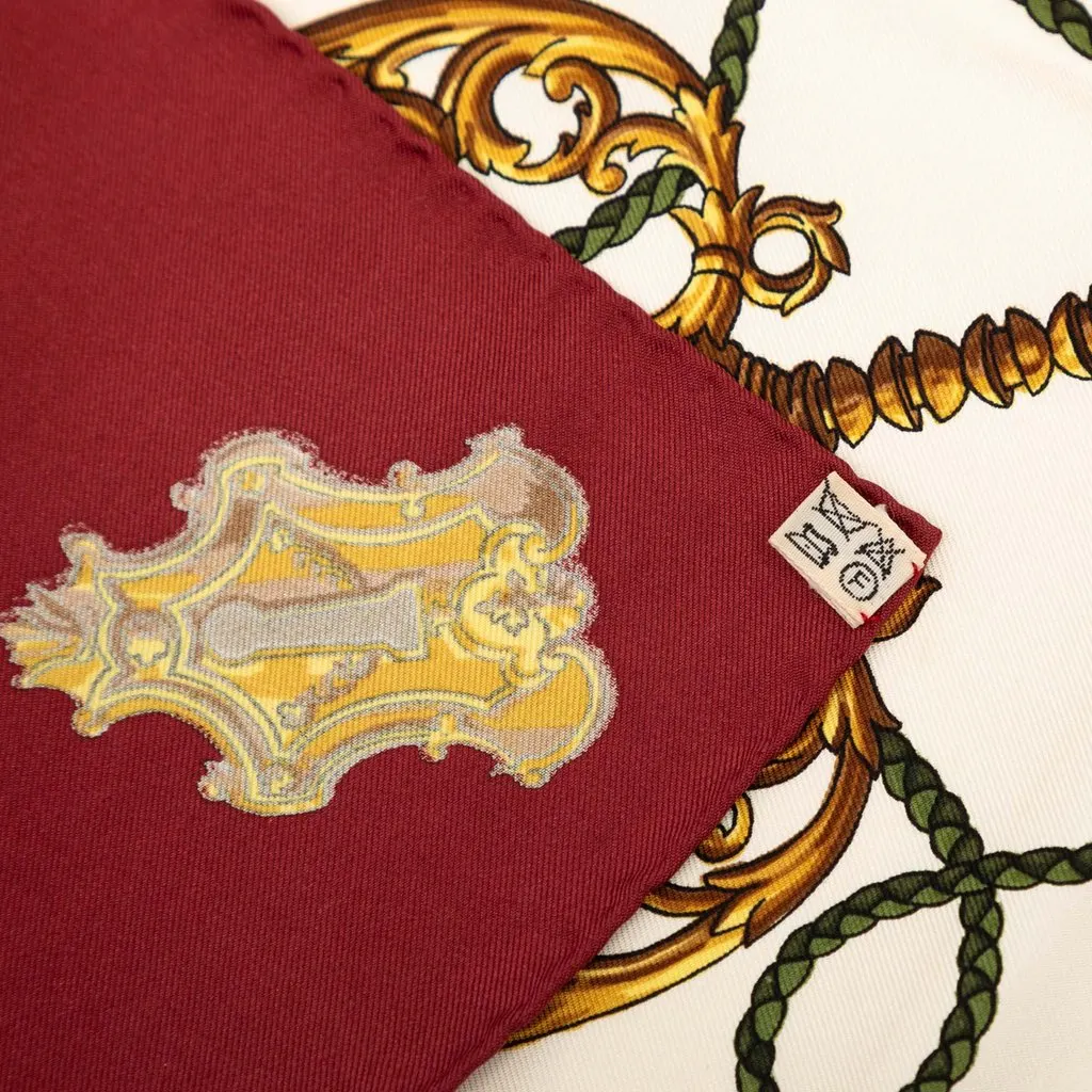 Hermès Les Cles Silk Scarf  90 White Very good - Box View