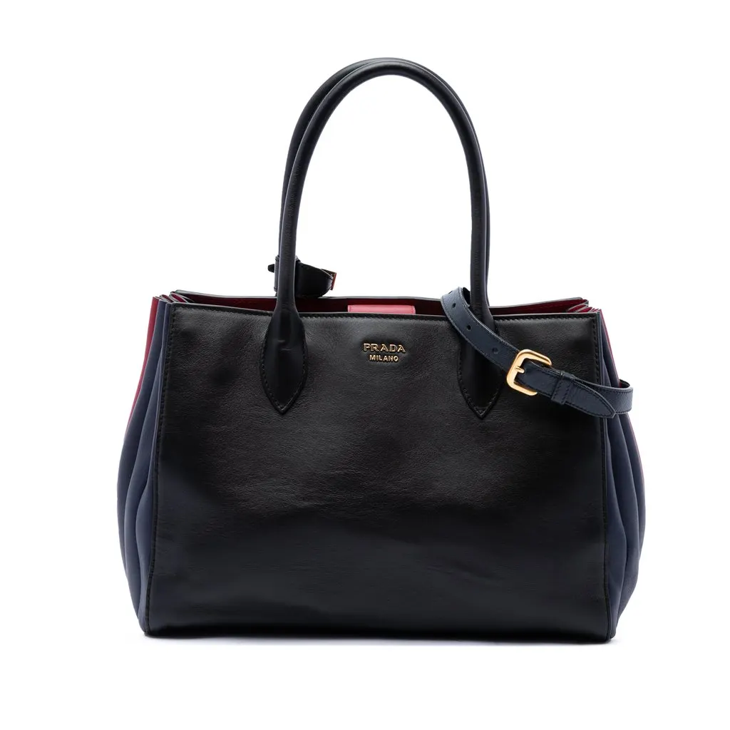 Prada City Calf Bibliotheque Satchel Black Leather Very good - Front View