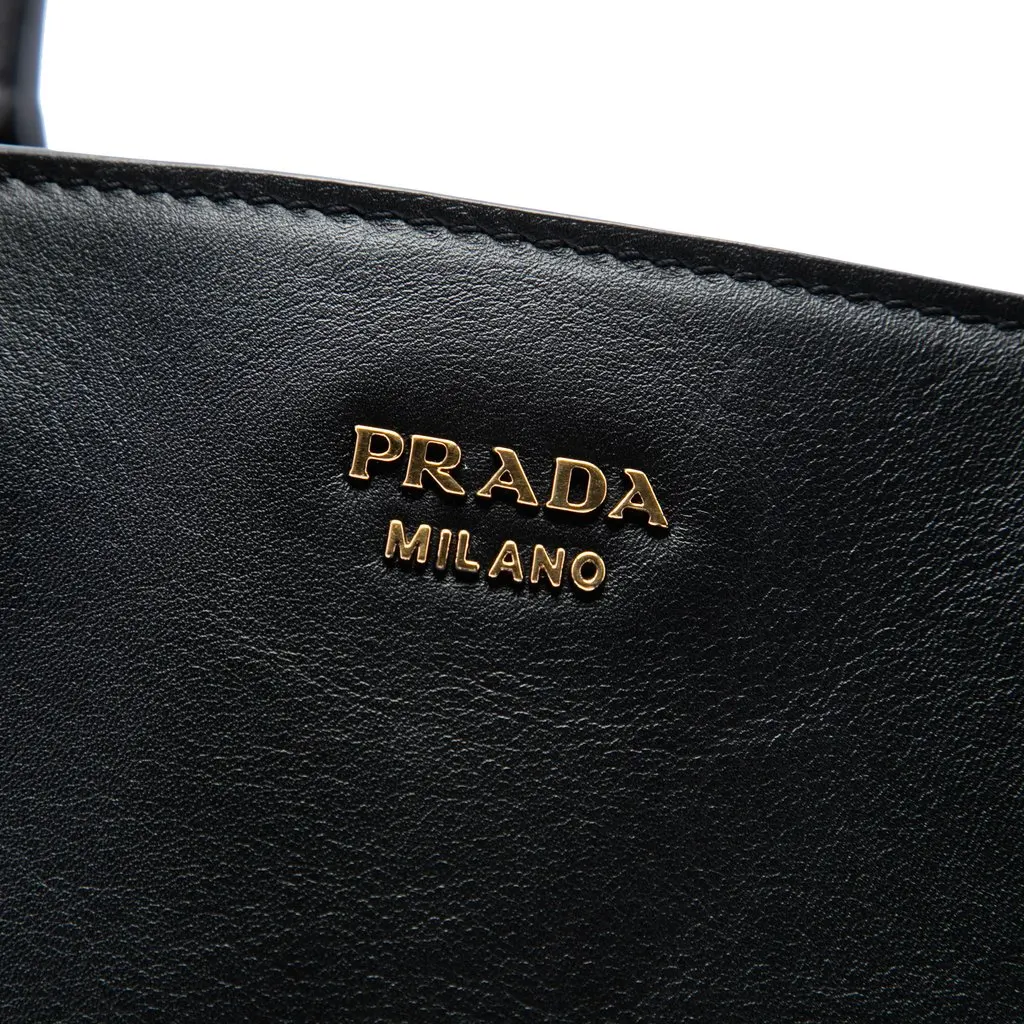 Prada City Calf Bibliotheque Satchel Black Leather Very good - Box View