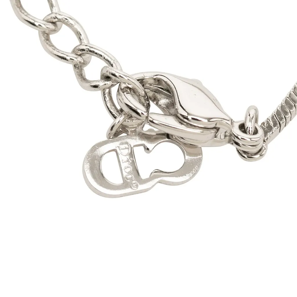 Dior Brass Enamel Oblique Trotter Pendant Necklace Silver Metal Very good - Model View