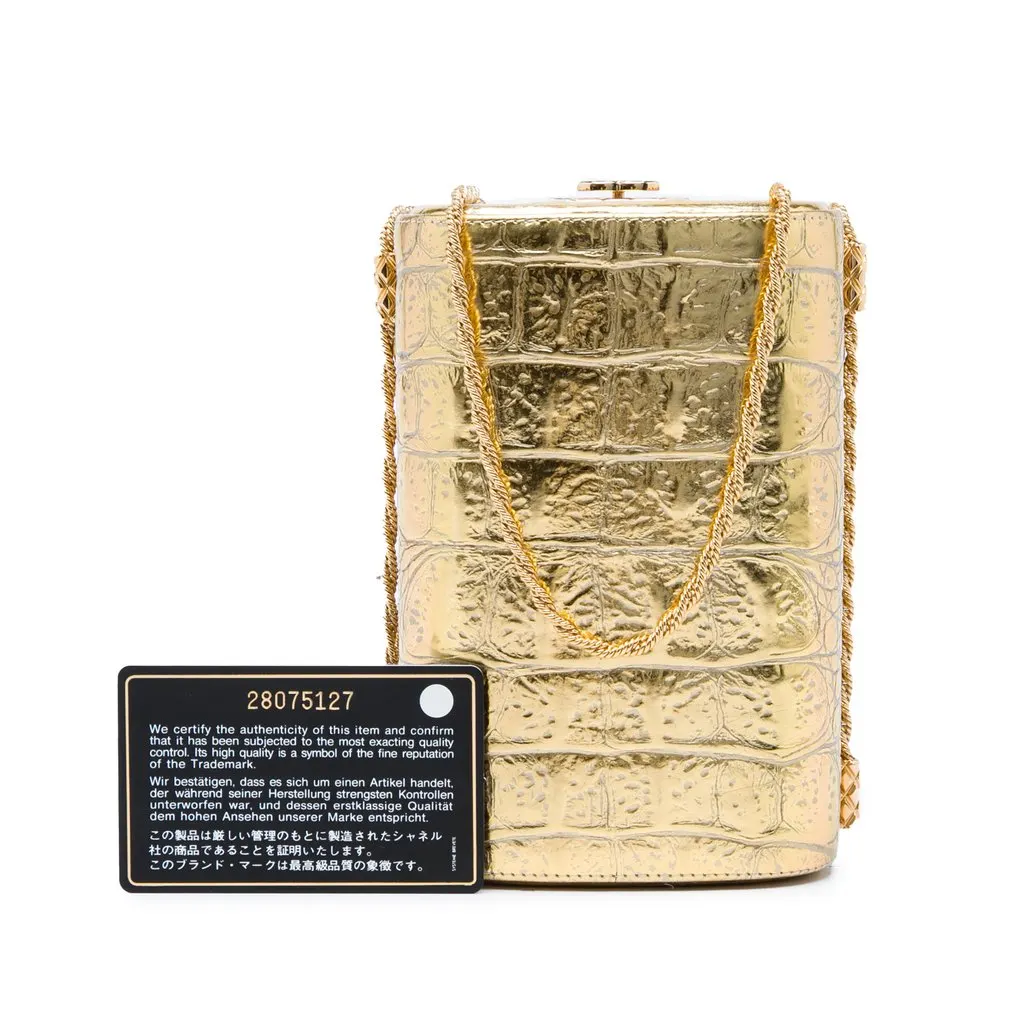 Chanel Paris New York CC Croc Embossed Metallic Calfskin Box