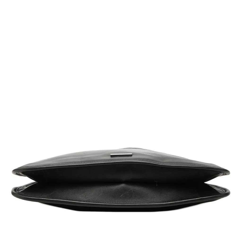 Gucci Calfskin Web Shoulder Bag Black Leather Good - Inside View