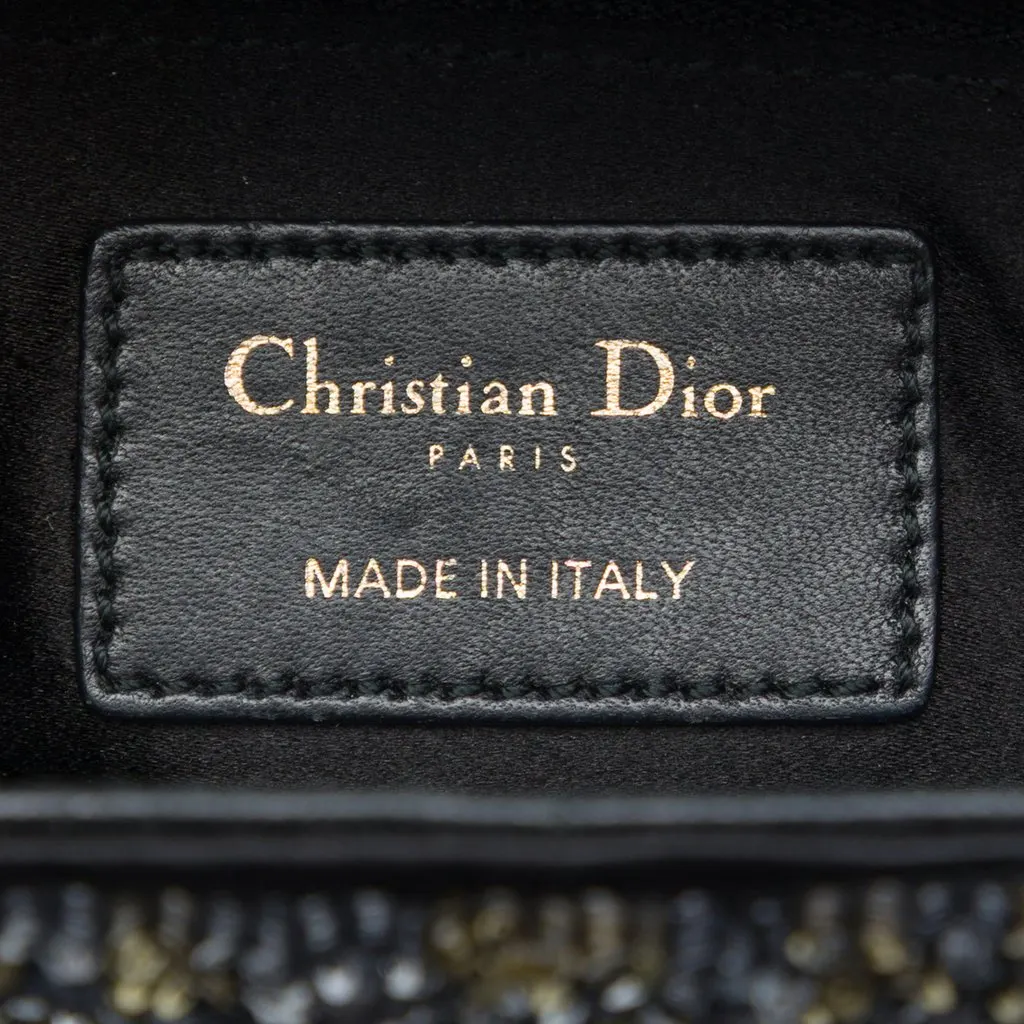Dior Mini Satin Sequin Embellished Lady Dior Black Satin Very good - Box View