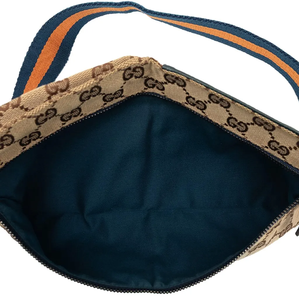 Gucci GG Canvas Web Double Pocket Belt Bag Beige Very good - Model View