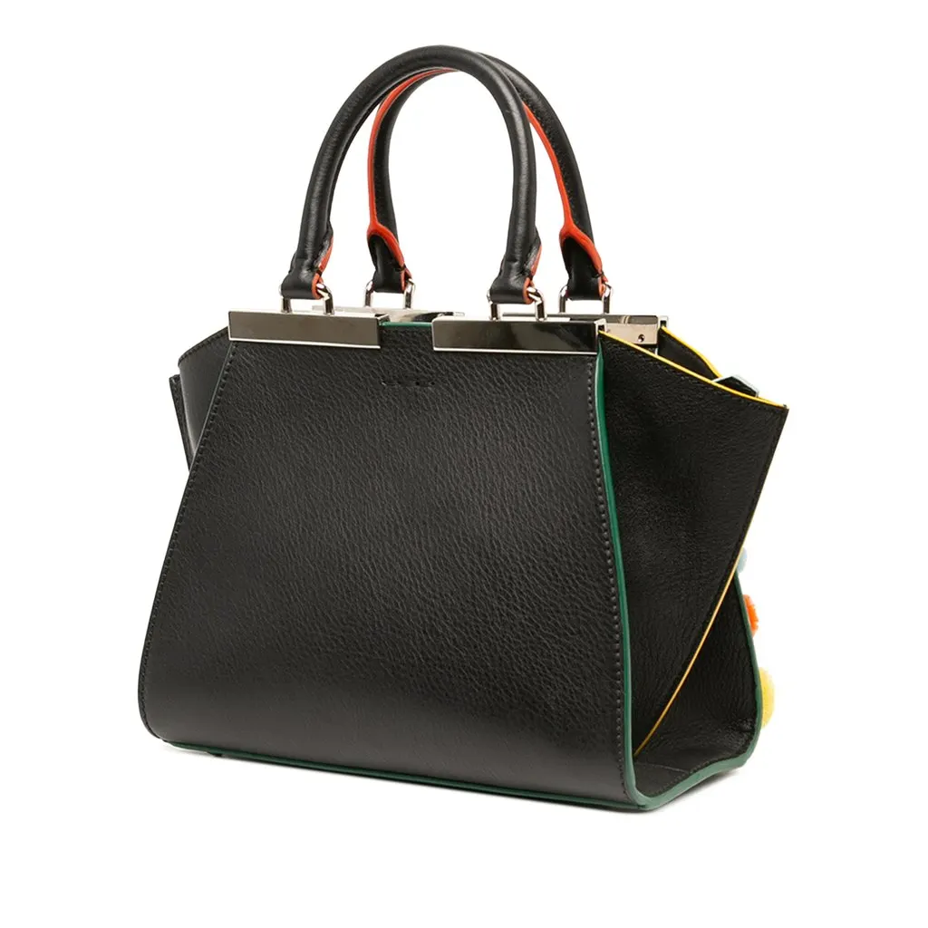 Fendi Mini Leather Pom Pom 3Jours Satchel Black Leather Very good - Back View