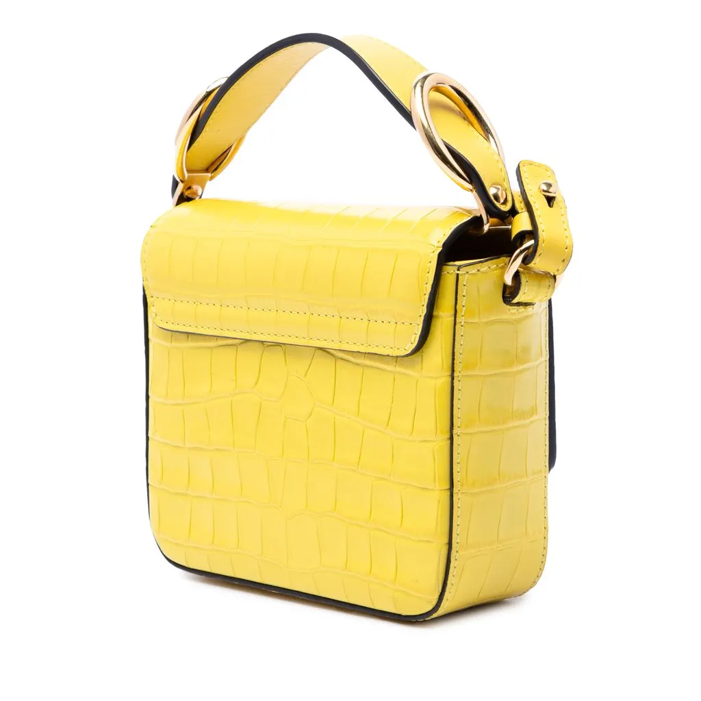 Chloé Mini Croc Embossed Calfskin C Satchel Yellow Leather Very good - Back View
