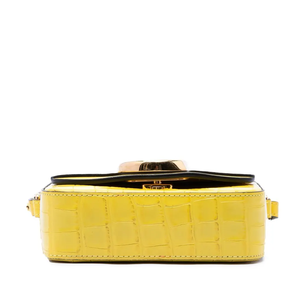 Chloé Mini Croc Embossed Calfskin C Satchel Yellow Leather Very good - Inside View