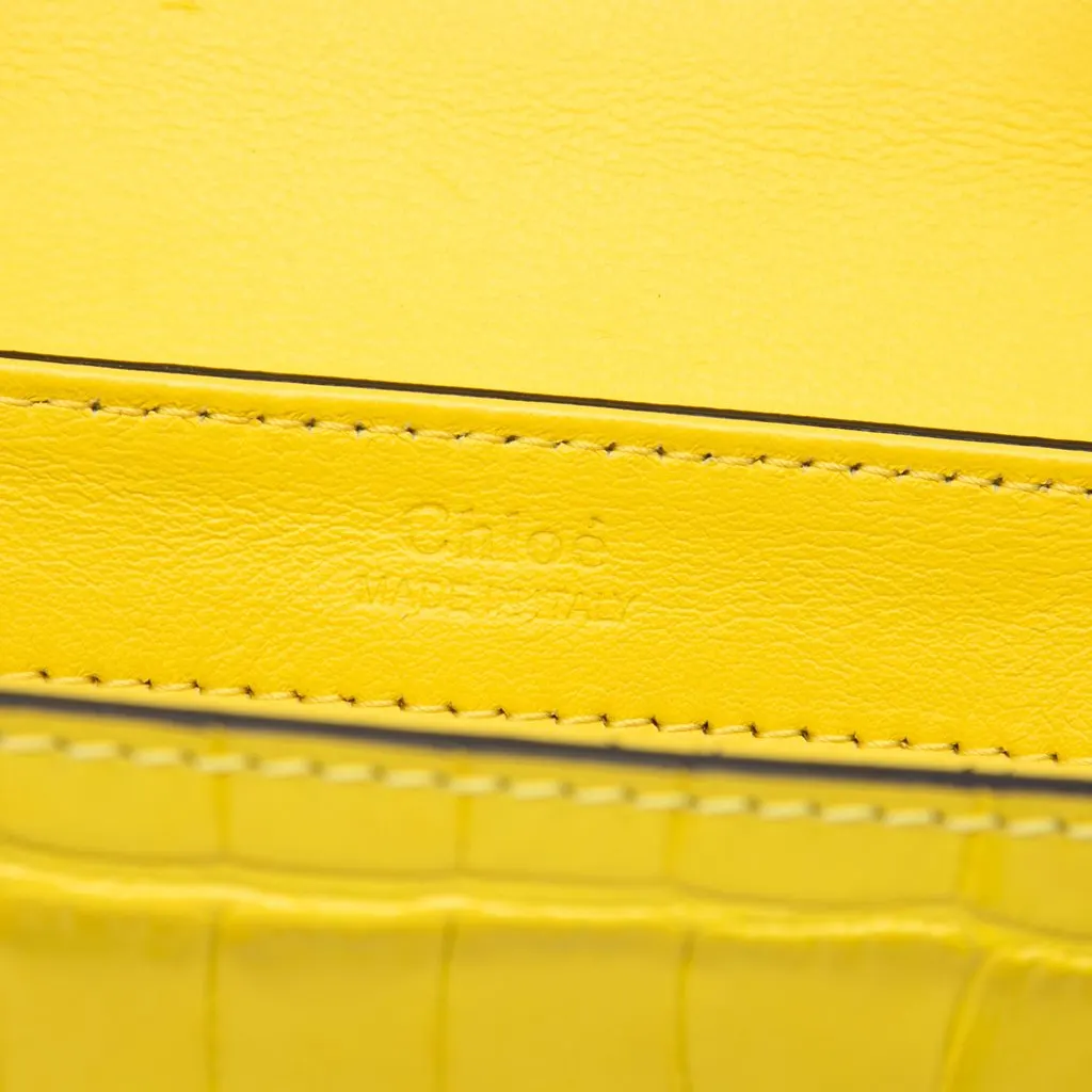 Chloé Mini Croc Embossed Calfskin C Satchel Yellow Leather Very good - Box View
