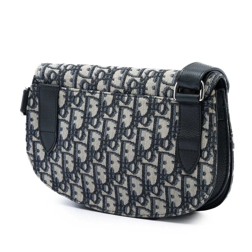 Dior Oblique Canvas Saddle Messenger Bag Blue Canvas Very good - Back View