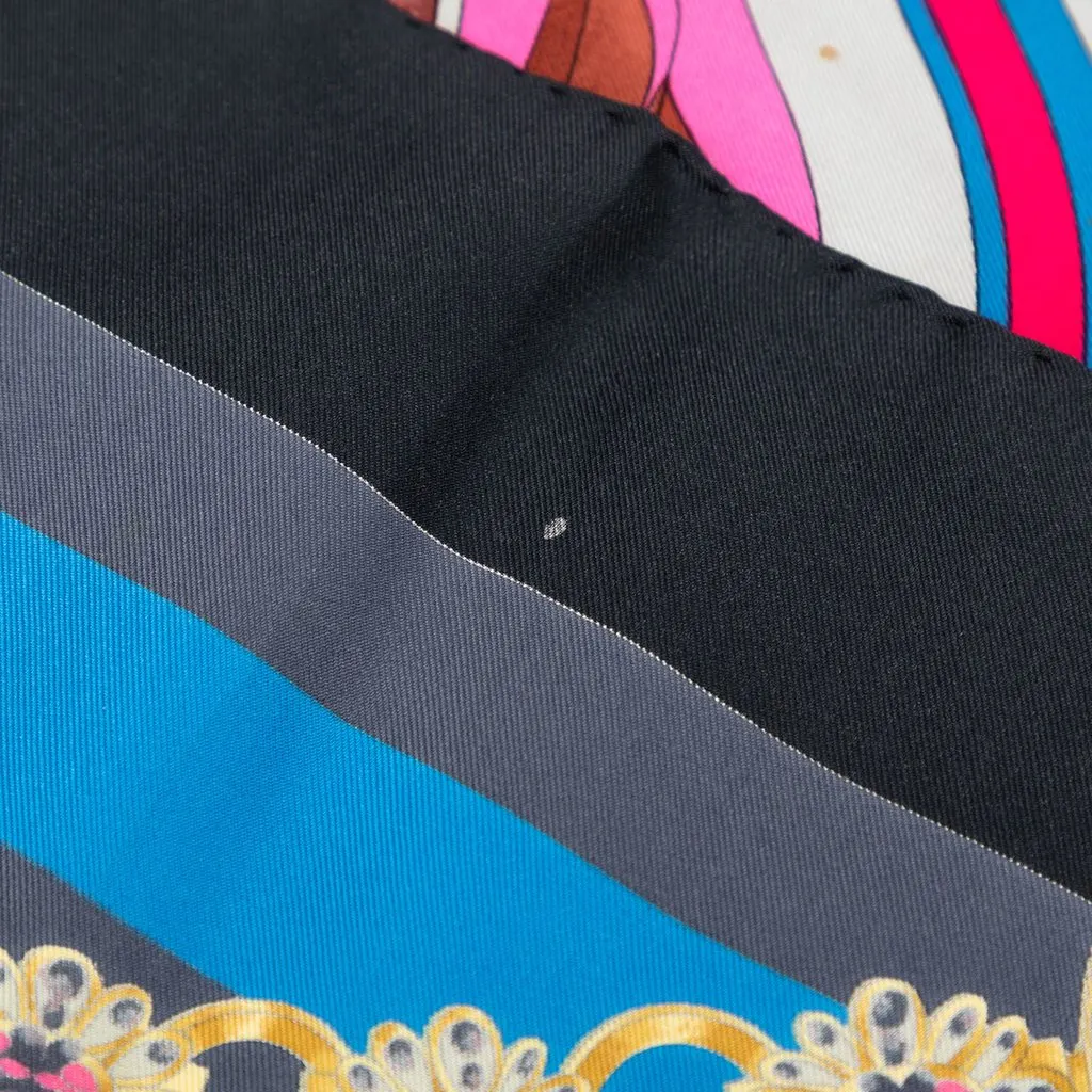 Hermès La Ronde des Heures Silk Scarf 90 Black Very good - Inside View