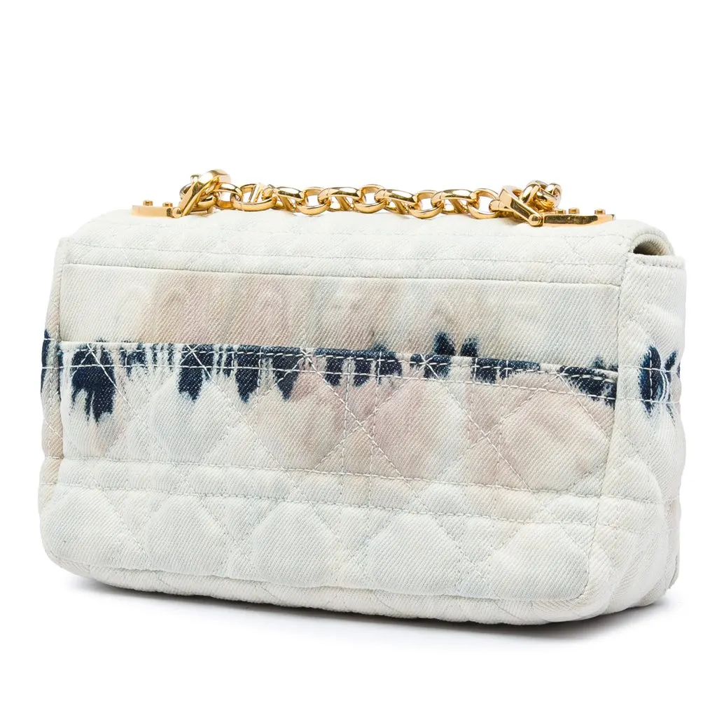 Dior Small Tie Dye Denim Caro Crossbody White Very good - Back View