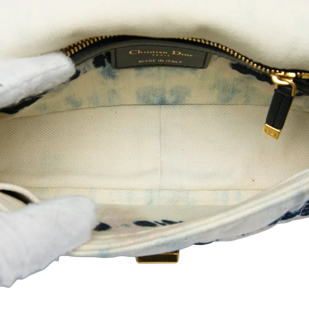 Dior Small Tie Dye Denim Caro Crossbody White Very good - Model View