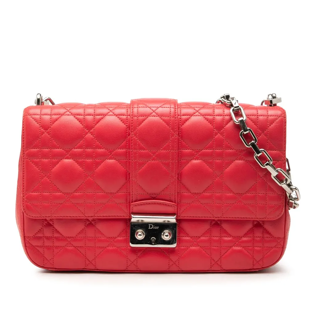 Dior Medium Lambskin Cannage Miss Dior Flap Orange Leather Very good - Front View