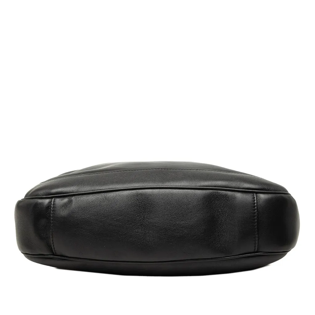Gucci Calfskin Bamboo Web Satchel Black Leather Good - Inside View