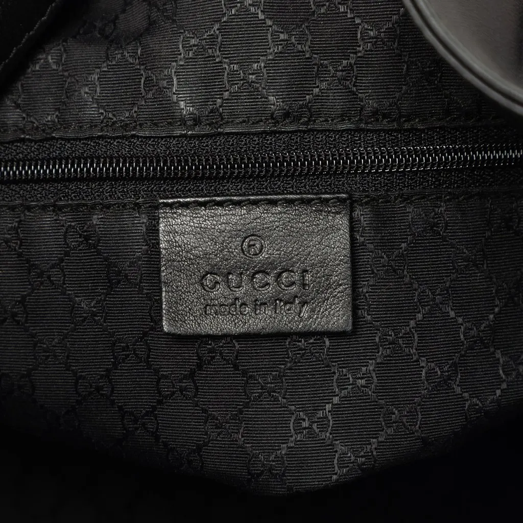 Gucci Calfskin Bamboo Web Satchel Black Leather Good - Box View