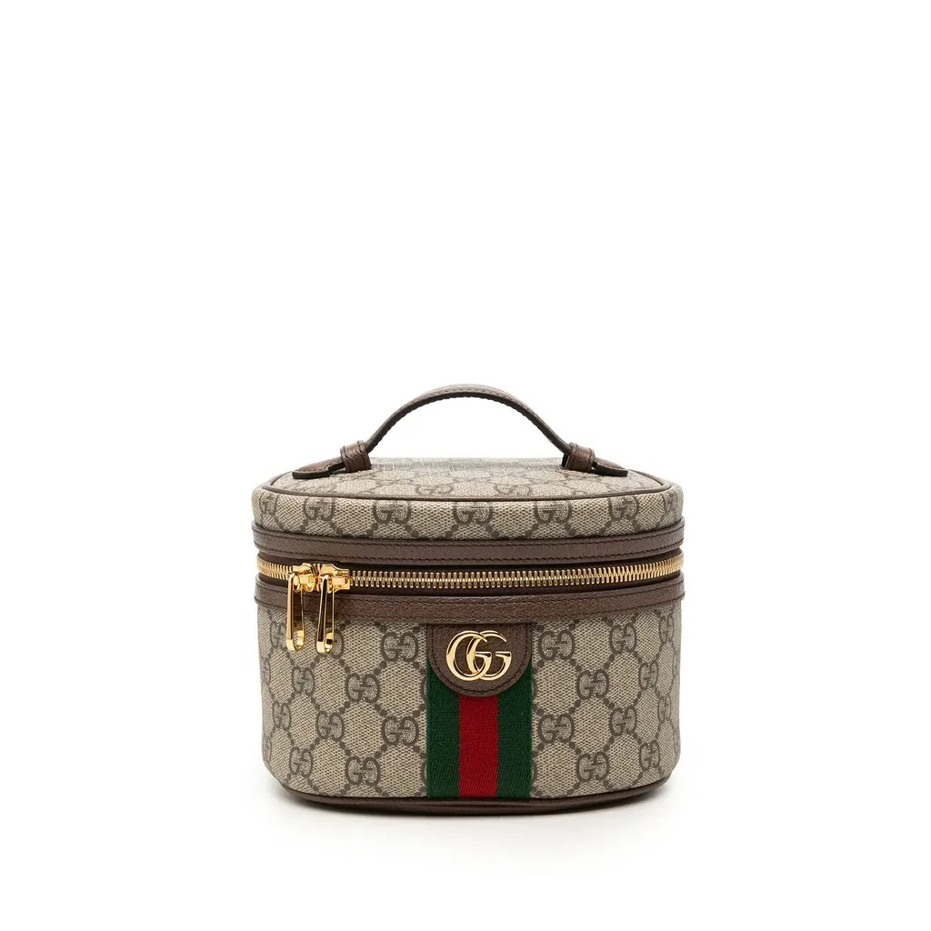 Gucci GG Supreme Web Ophidia Vanity Bag Beige Very good - Front View