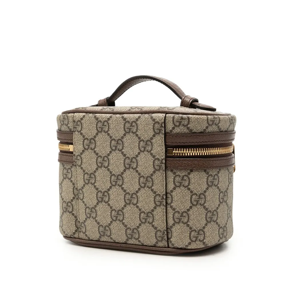 Gucci GG Supreme Web Ophidia Vanity Bag Beige Very good - Back View