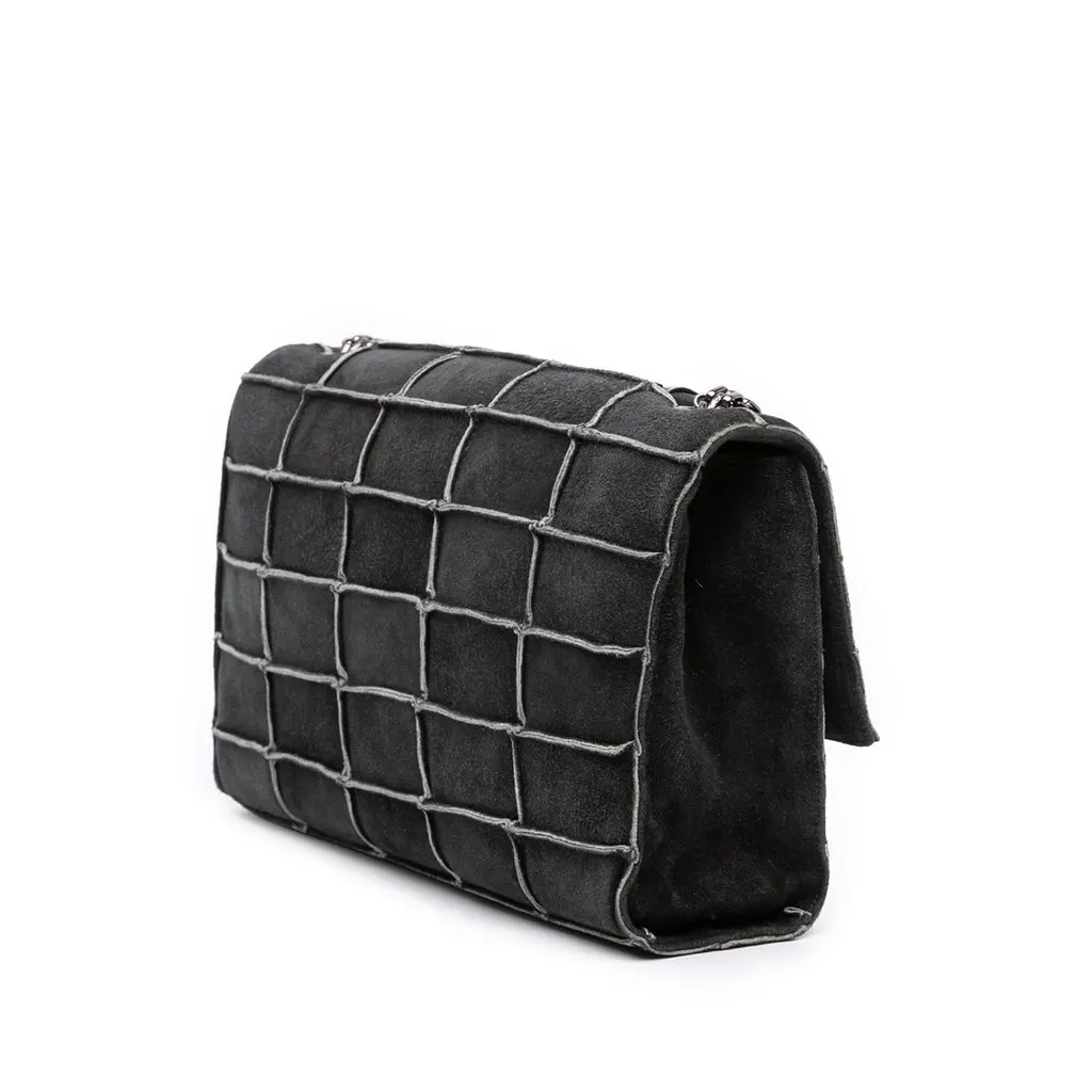 Chanel Identification Suede Patchwork Reissue 2.55 Flap Grey Suede Good - Back View