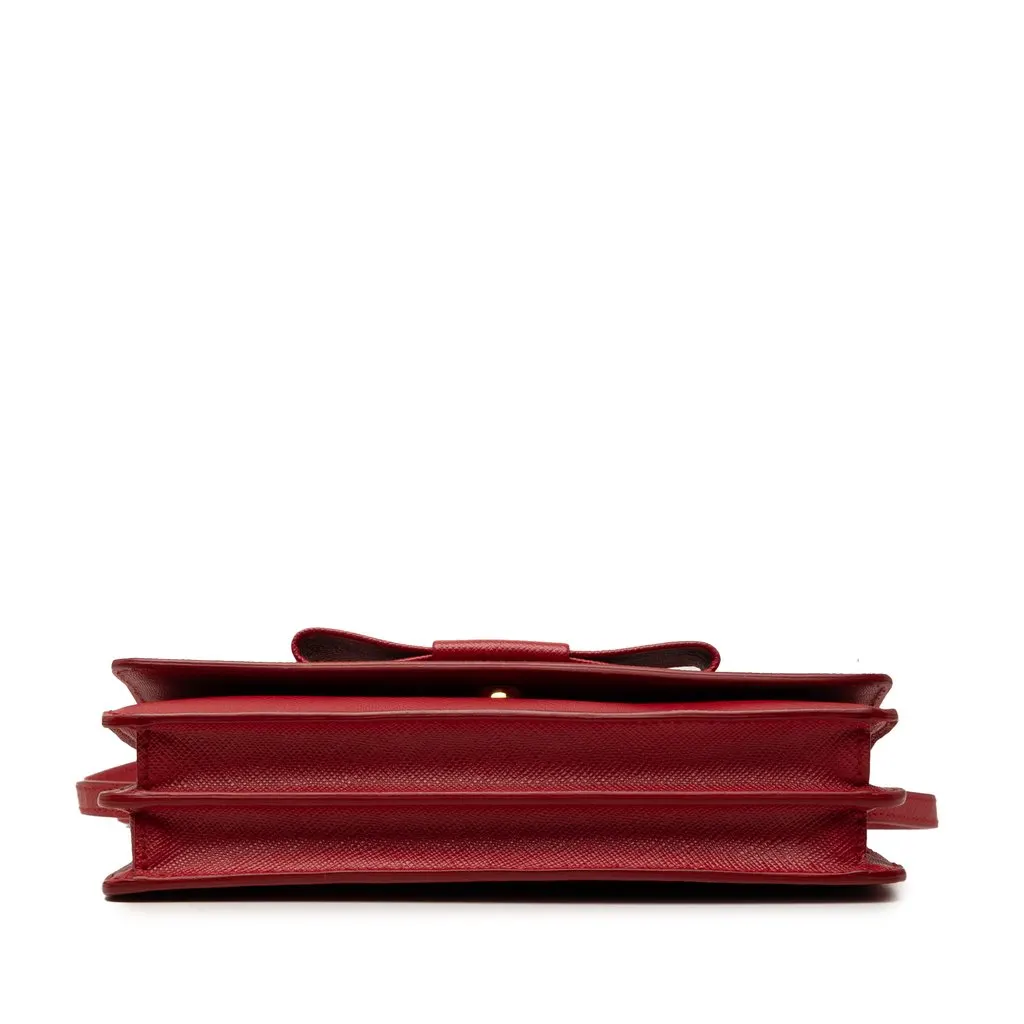 Prada Saffiano Lux Bow Wallet On Strap Red Leather Very good - Inside View
