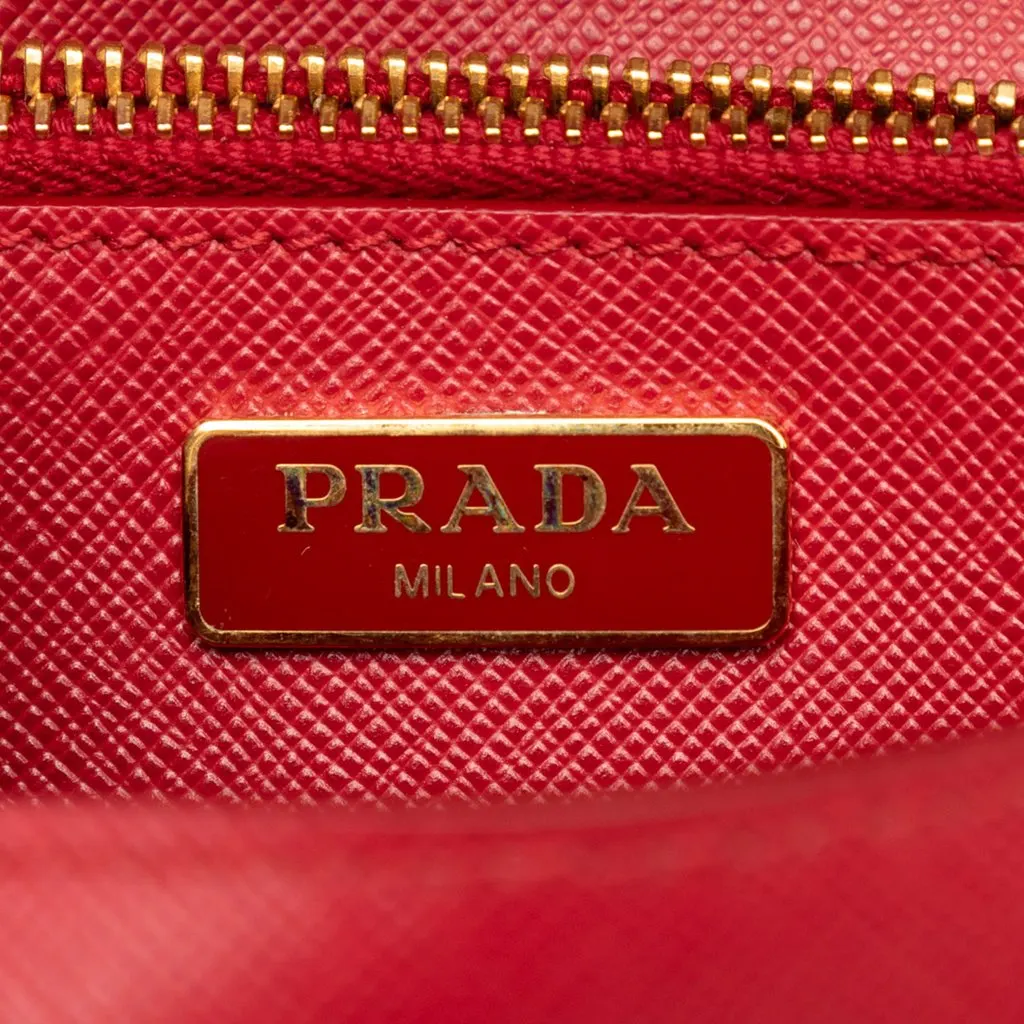 Prada Saffiano Lux Bow Wallet On Strap Red Leather Very good - Box View