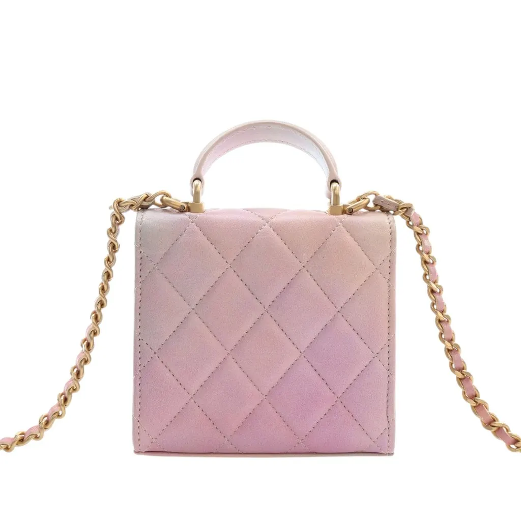 Chanel CC Ombre Lambskin Top Handle Flap Coin Purse with Chain Pink Leather Very good - Model View