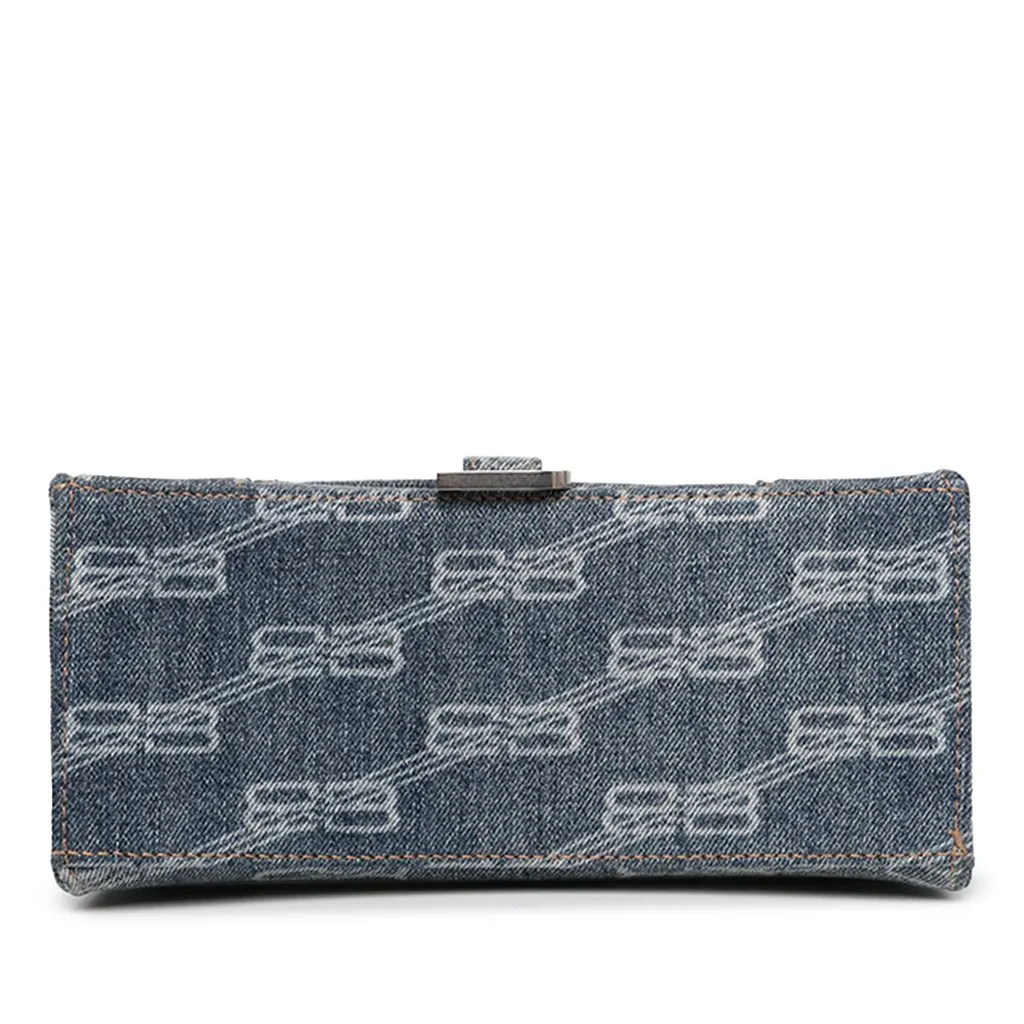 Balenciaga Small BB Monogram Denim Hourglass Top Handle Bag Blue Denim Very good - Inside View