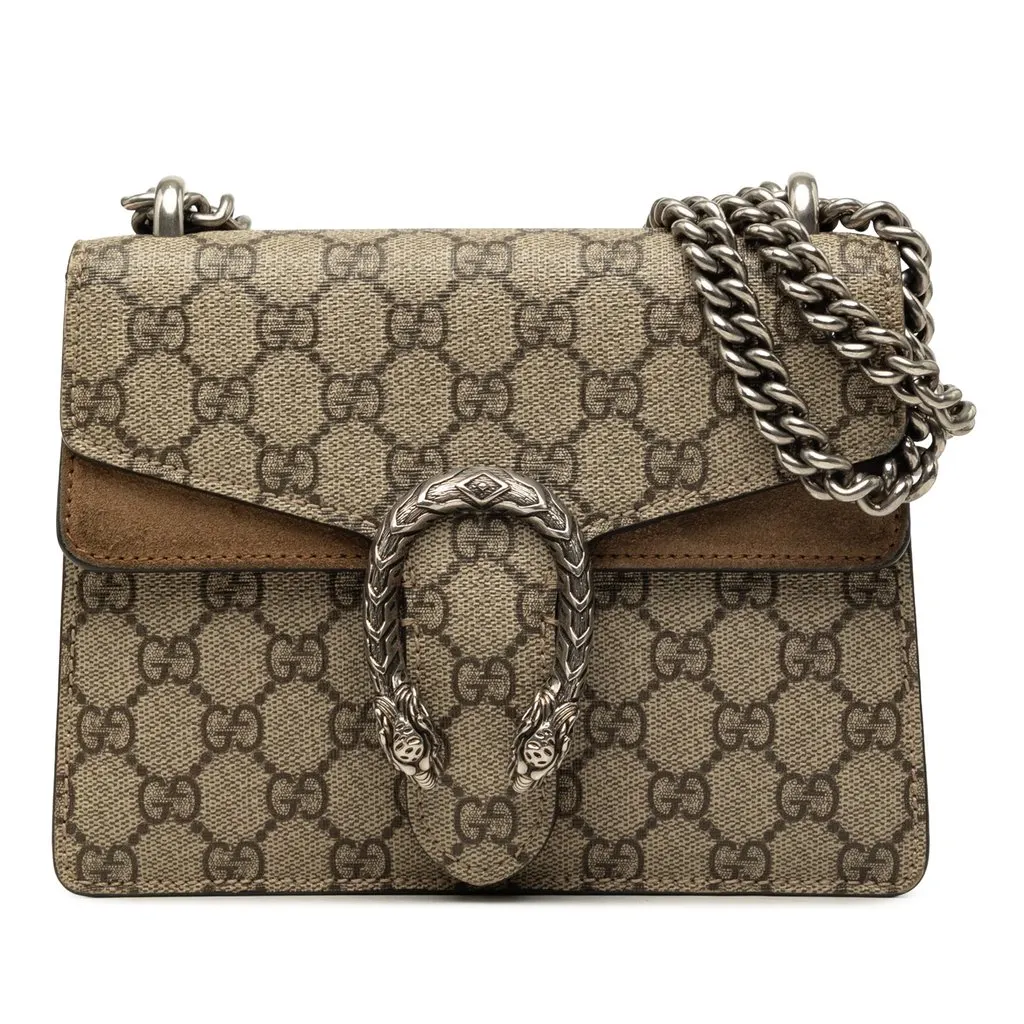 Gucci Small GG Supreme Dionysus Crossbody Beige Canvas Good - Front View