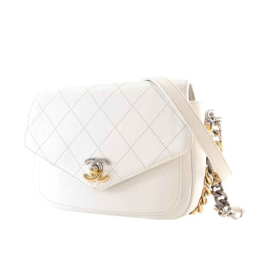 Chanel Small Quilted Calfskin Precious Union Flap White Leather Very good - Inside View