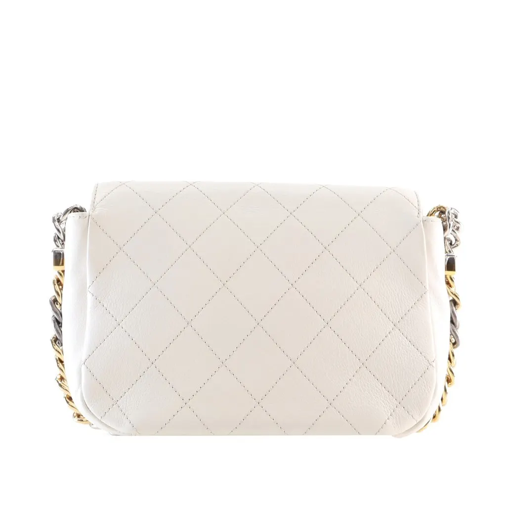 Chanel Small Quilted Calfskin Precious Union Flap White Leather Very good - Model View