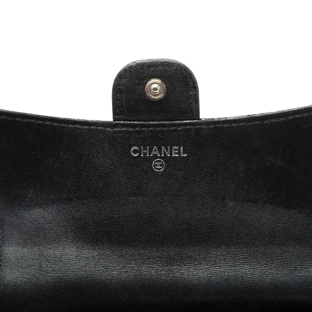 Chanel Perforated Quilted Lambskin Small Flap Wallet Black Leather Very good - Box View
