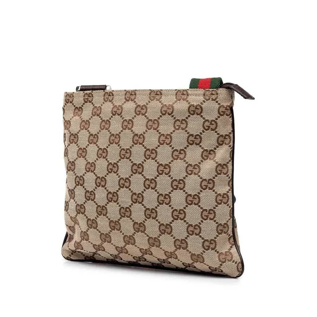 Gucci GG Canvas Web Crossbody Beige Canvas Good - Back View