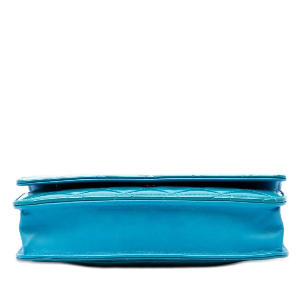 Chanel CC Quilted Patent Wallet on Chain Blue Leather Very good - Inside View