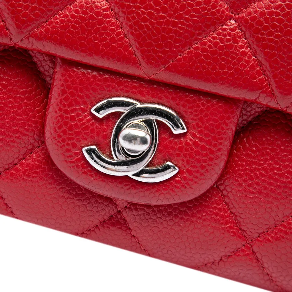 Chanel CC Quilted Caviar Flap Clutch with Chain Red Leather Very good - Box View