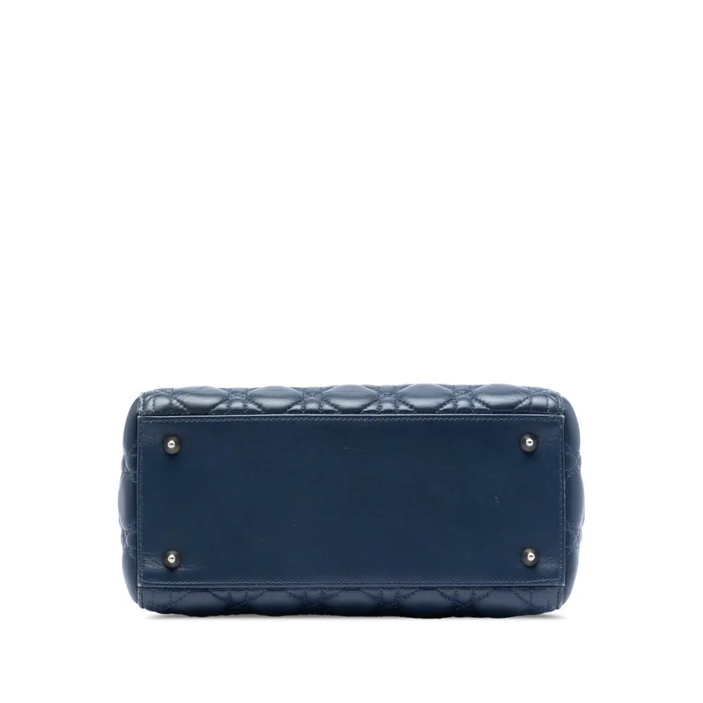 Dior Medium Ombre Lambskin Cannage Lady Dior Blue Leather Very good - Inside View