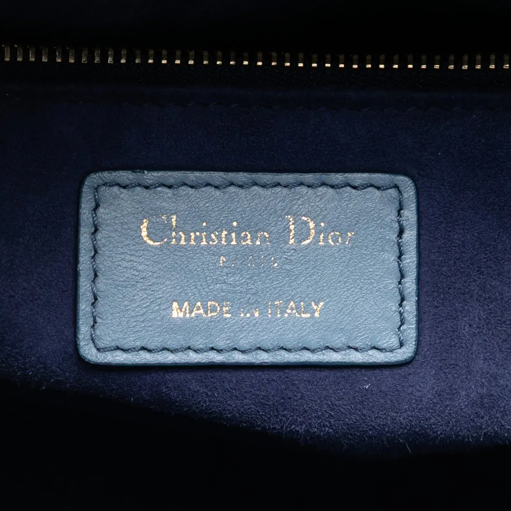 Dior Medium Ombre Lambskin Cannage Lady Dior Blue Leather Very good - Box View