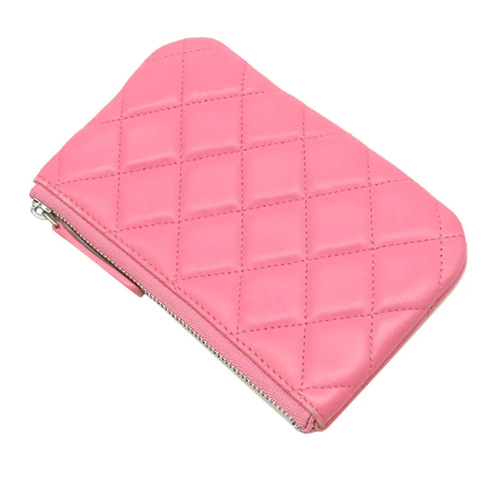 Chanel CC Quilted Lambskin Pouch Pink Leather Very good - Back View