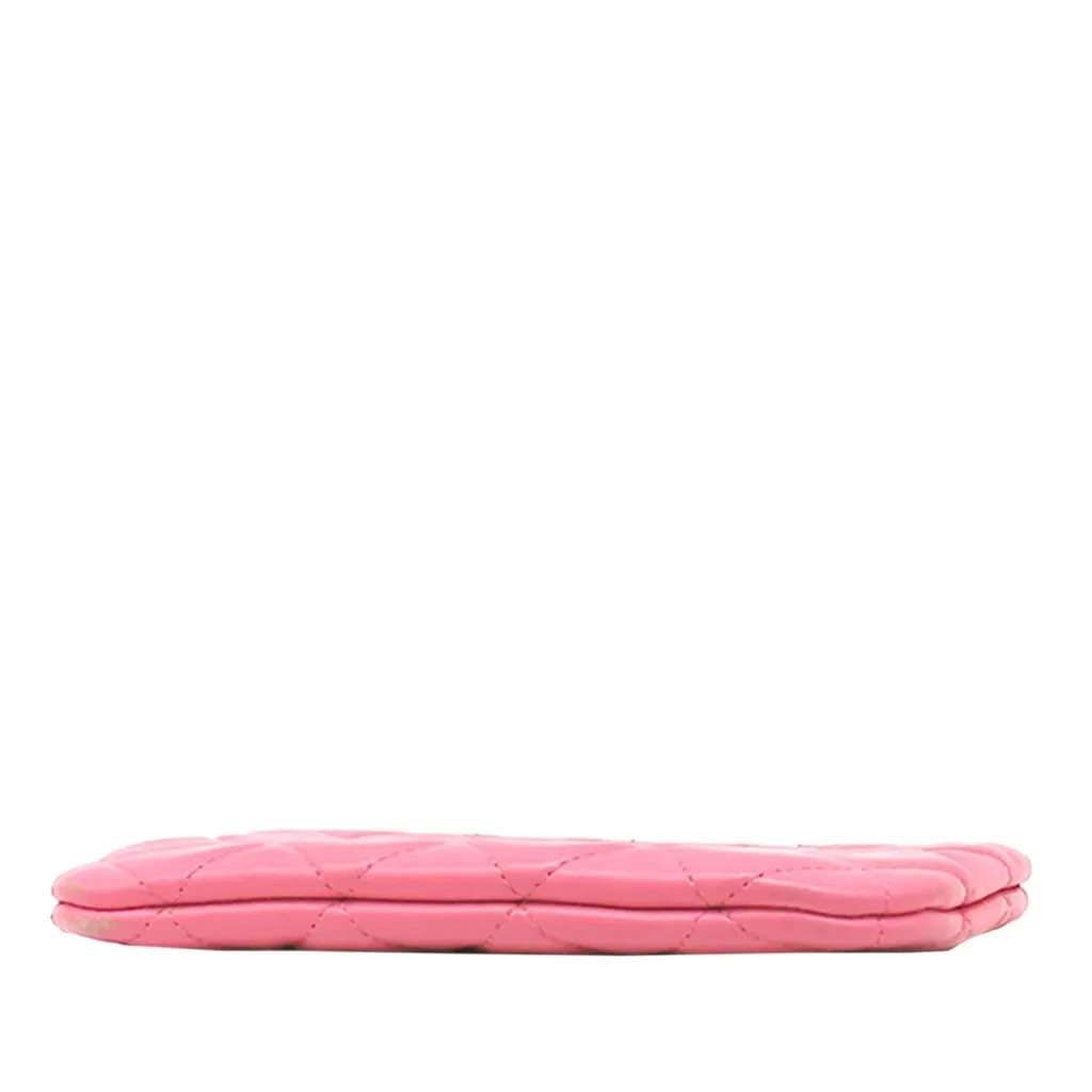 Chanel CC Quilted Lambskin Pouch Pink Leather Very good - Inside View
