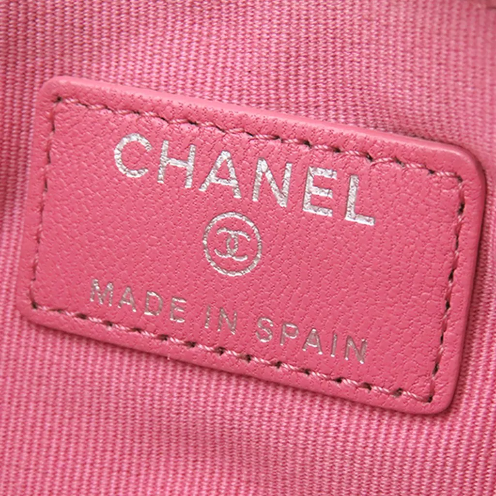 Chanel CC Quilted Lambskin Pouch Pink Leather Very good - Box View