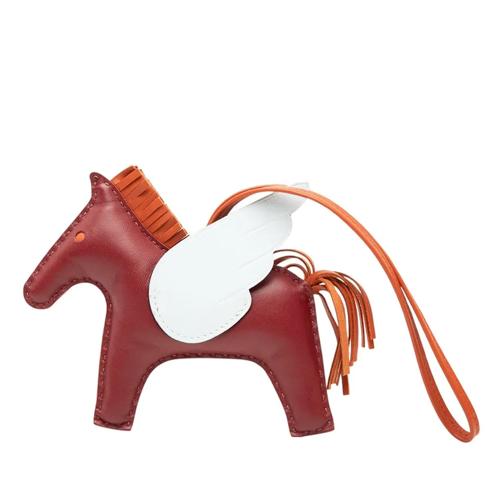 Hermès Milo Lambskin and Swift Grigri Rodeo Pegase Bag Charm PM Red Leather Very good - Front View