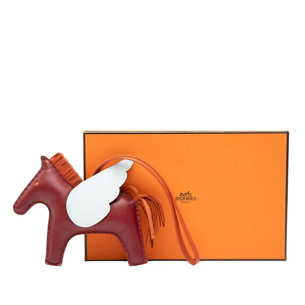 Hermès Milo Lambskin and Swift Grigri Rodeo Pegase Bag Charm PM Red Leather Very good - Box View