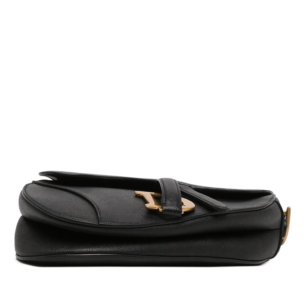 Dior Grained Calfskin Saddle Bag Black Leather Very good - Inside View